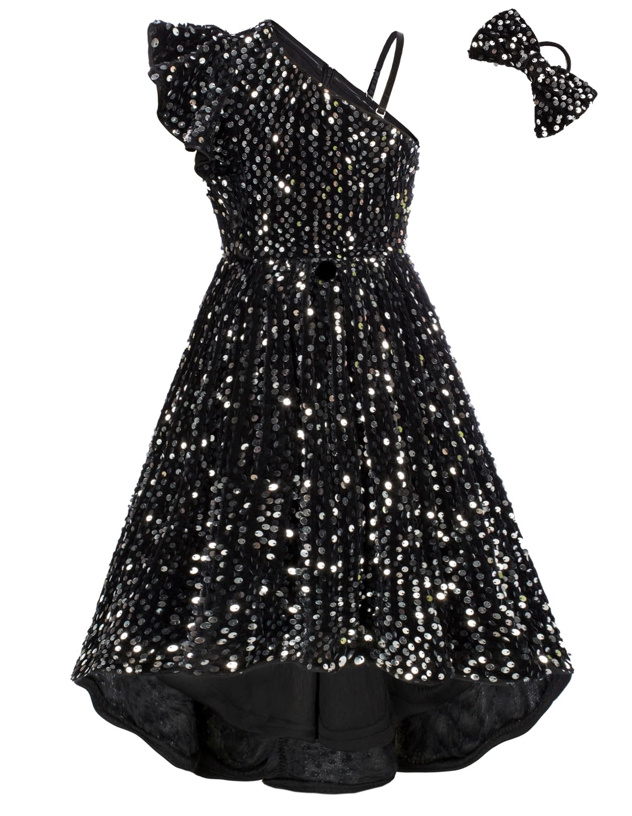 GRACE KARIN Girls One Shoulder Sequin Dress High Low Party Dress for 5-14Y