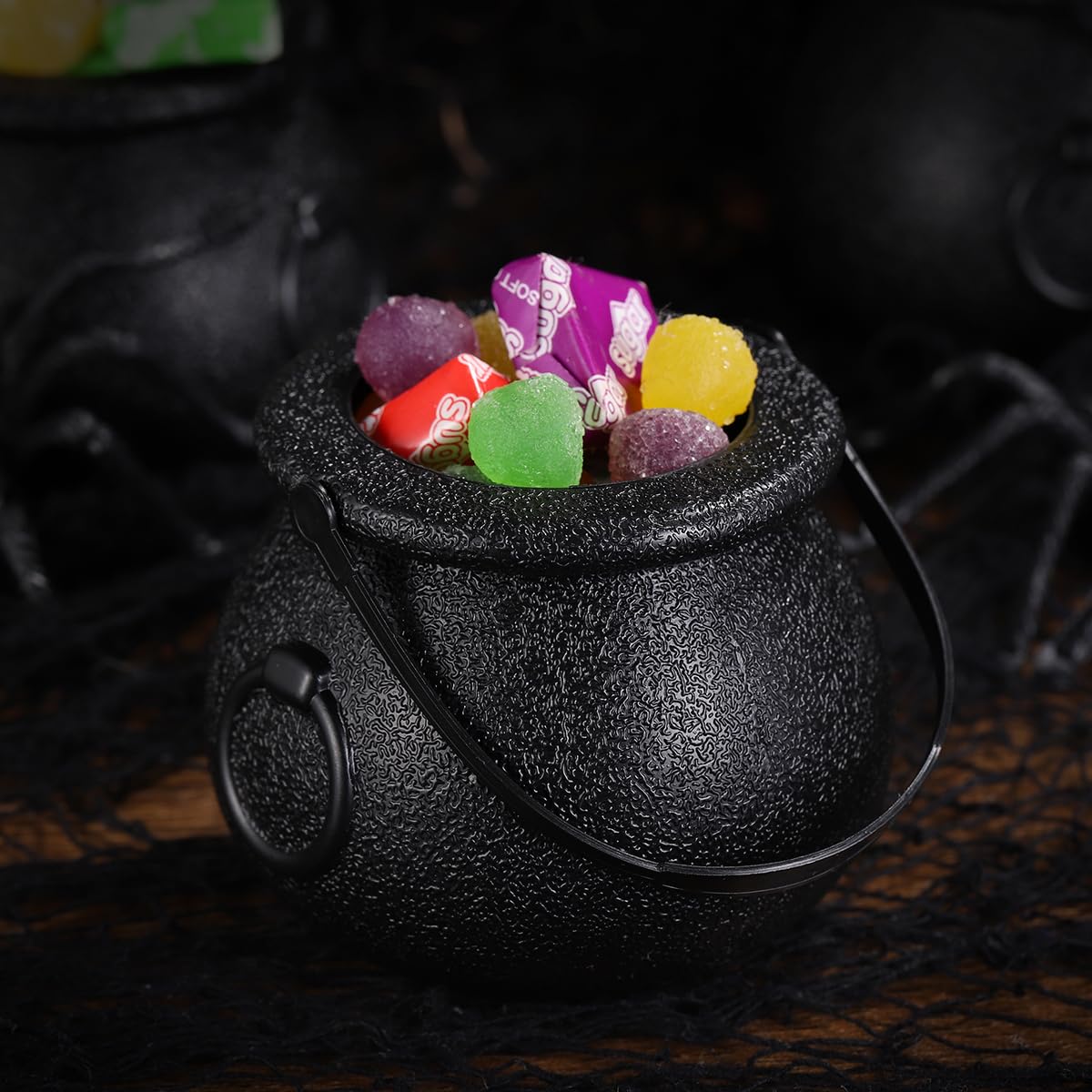 Cauldron Kettle 10Pcs Mini Candy Cauldron Kettles Black Plastic Cauldrons Bulk Cauldron Halloween Candy Bucket Halloween Black Cauldrons Trick or Treat Halloween Cauldron Bucket