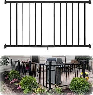 Weatherables Stanford 42 in. H x 6 ft. W Aluminum Deck Railing Kit - Black Powder-Coated Porch Balcony Rail System