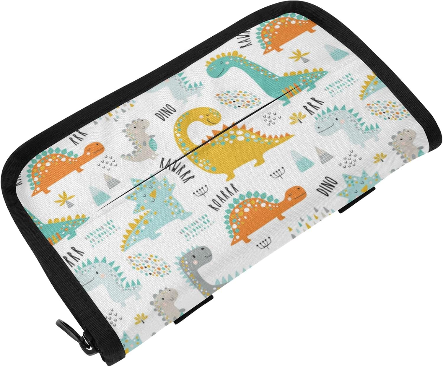 Kids Dinosaurs Colorful Dinos Seamless On White Car Tissue