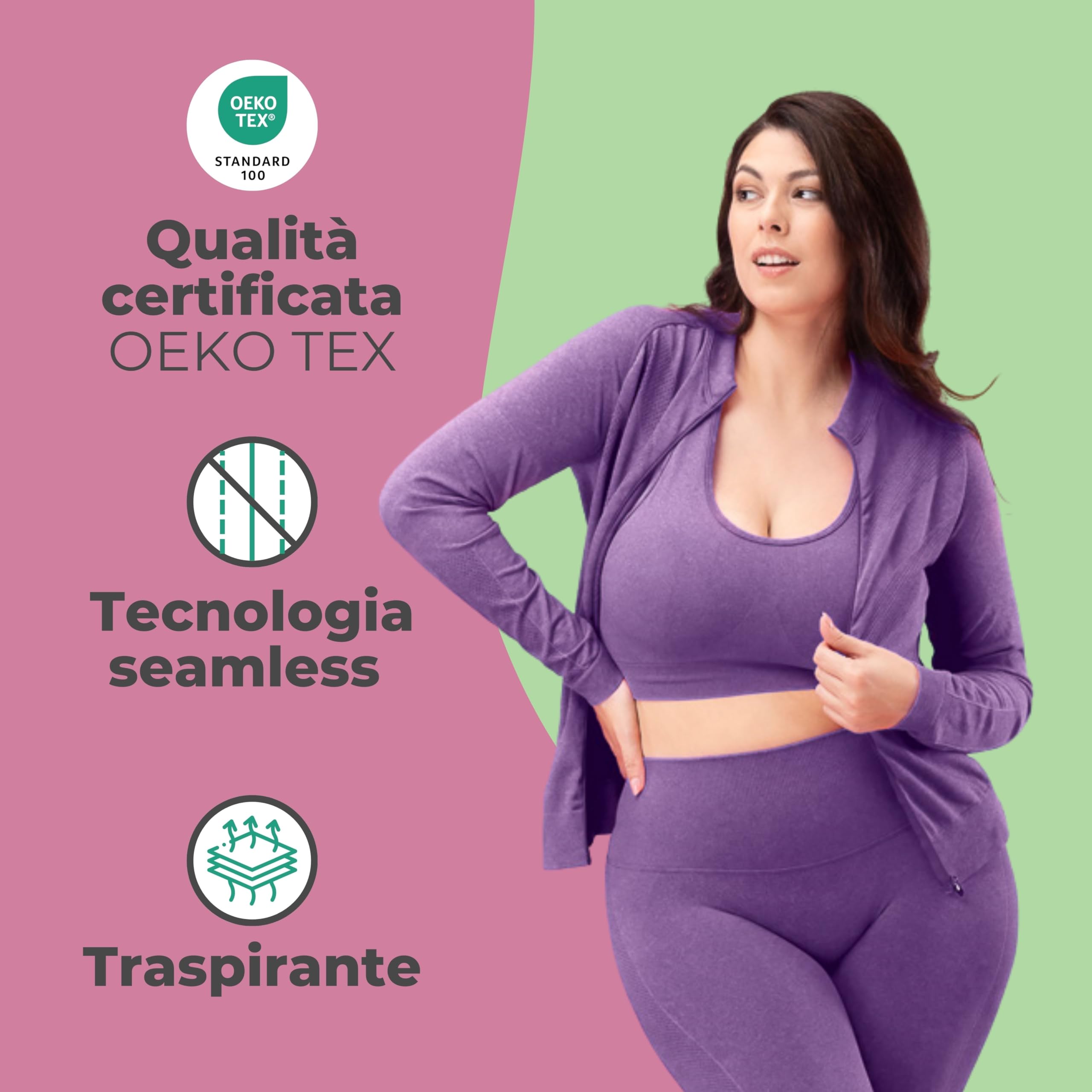 FOCENZA Felpa Donna con Zip Senza Cappuccio Microfibra | Ideale per Sport