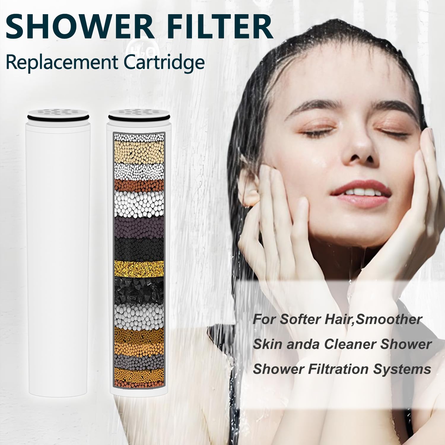 Molgoc Water Fiter for Shower Head Filter,Compatible with Cobbe Shower Head Filter System,Removes Heavy Metals and Chlorine.(2 Pack)