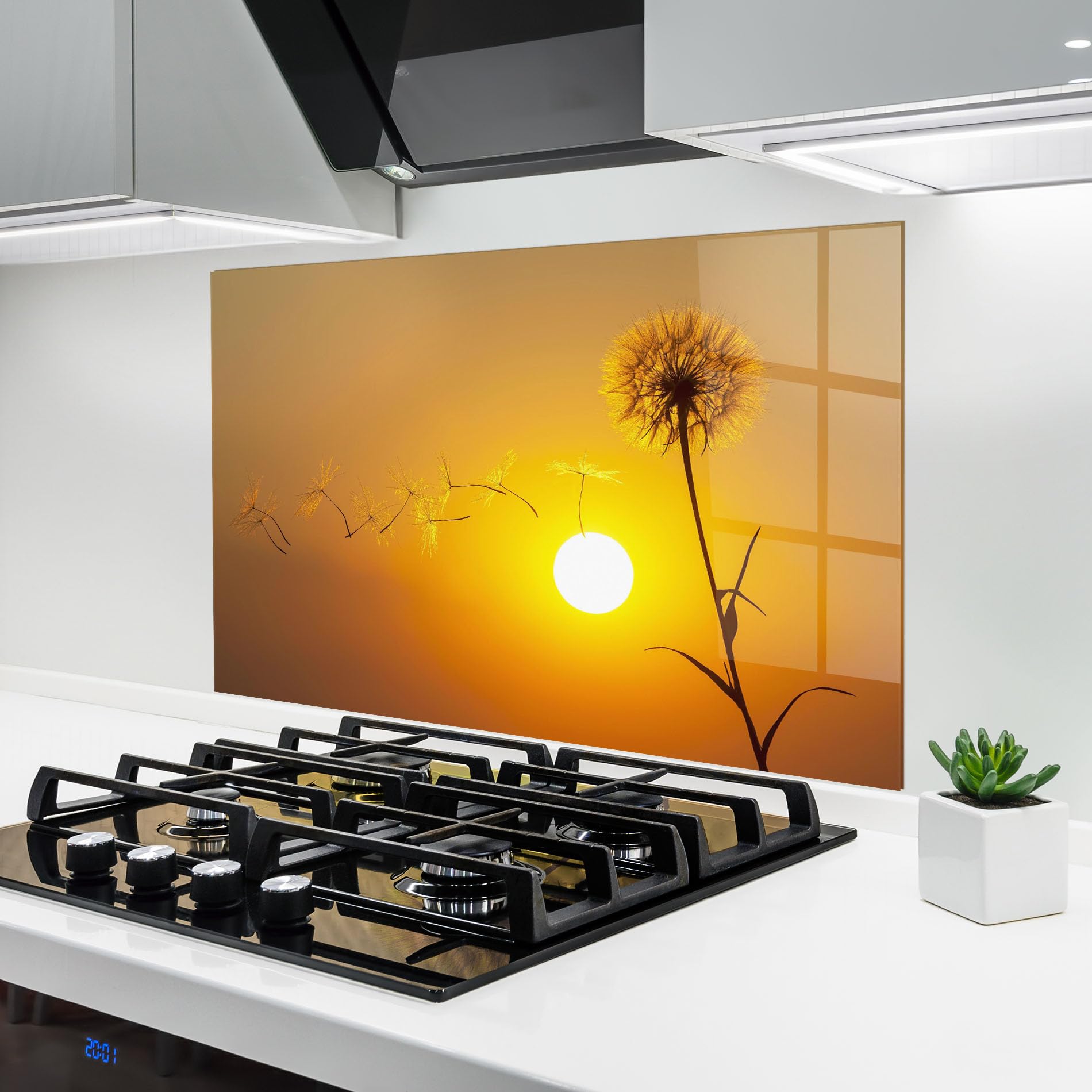 Crédence de cuisine en verre ARTHUB 60x100 cm motif dahlia d'été