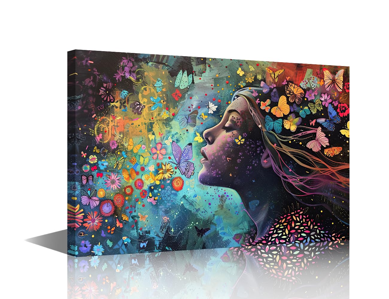TISHIRON Contemporary Butterfly Canvas Art Print, 12"W x 18"H, Rectangular, Landscape Orientation, Perfect for Living Room, Bedroom, Office, Dining Room, Bathroom