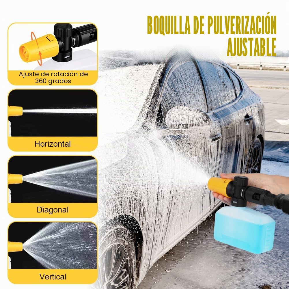 HOTUT Lanza de Espuma para Kärcher K2 K3 K4 K5 K6 K7, 400ml Cañón de Espuma de Nieve, Ajustable Lanza de Jabonadura Dispensador Accesorio, Accesorio de Lavado de Coche Compatible para Kärcher Serie K