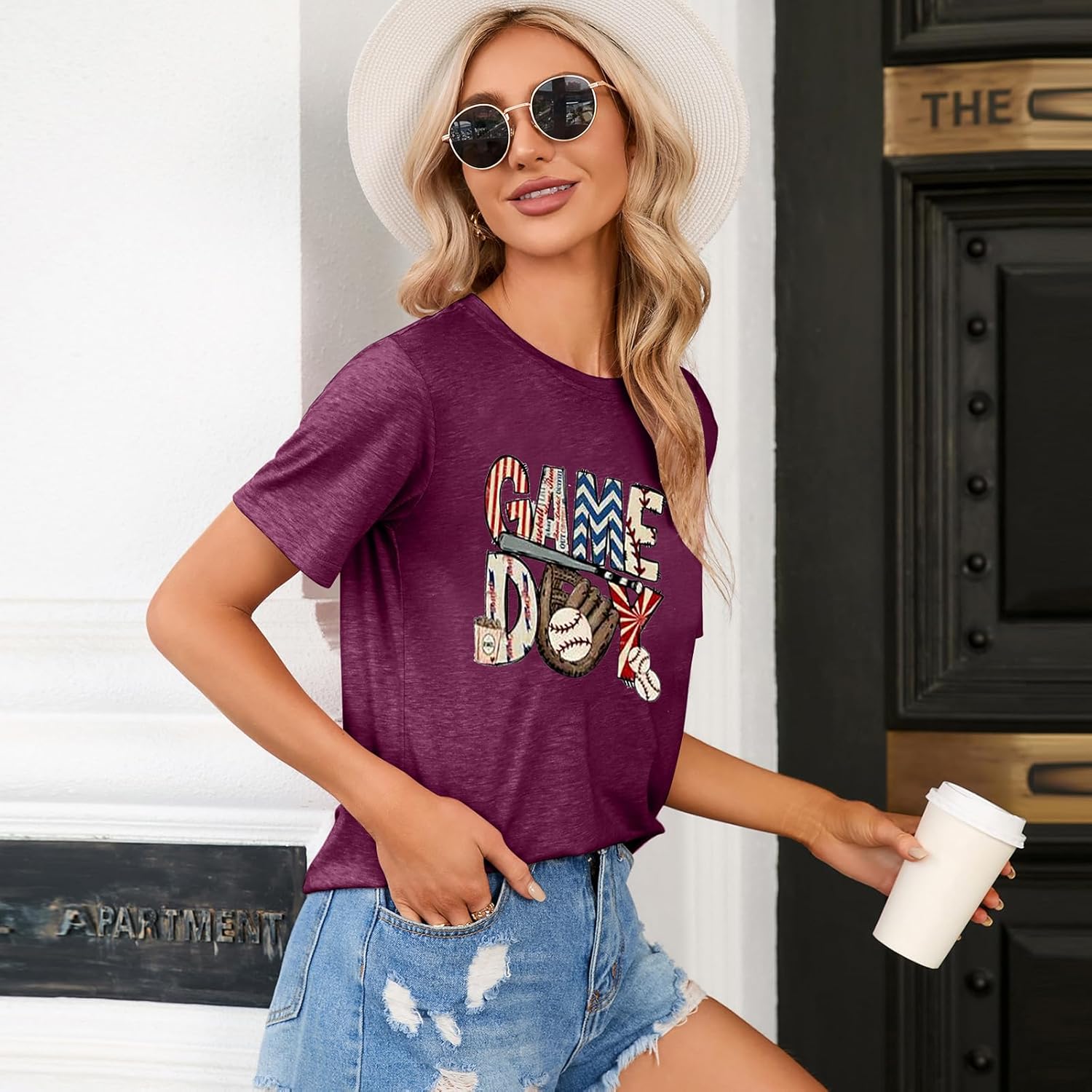 Game Day Baseball Shirt Women Baseball Mom Tshirt Casual Short Sleeve Shirts for Summer - Image 6