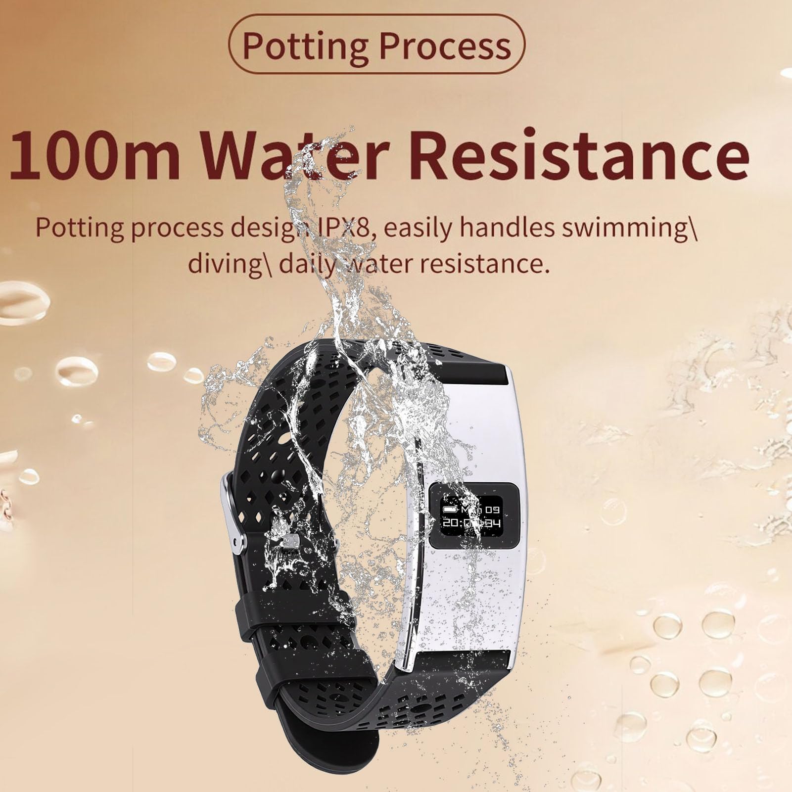 Pulsera Inteligente, Rastreador de Actividad Física con Monitor de Frecuencia Cardíaca, Seguimiento del Ciclo Menstrual, Análisis del Sueño, IPX8 a Prueba de Agua, Carga (Silver)
