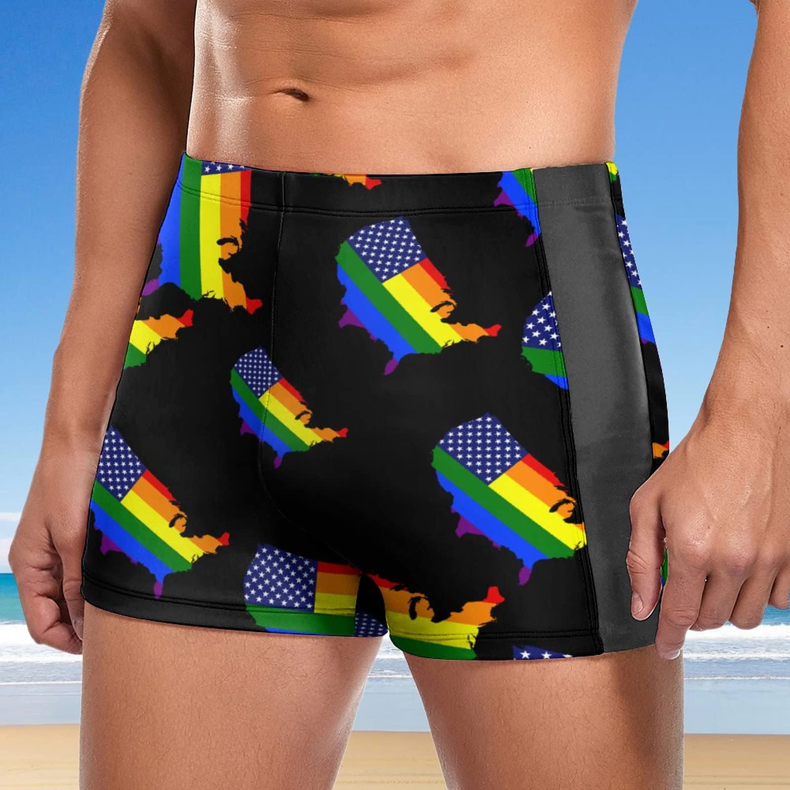 Amazon | 米国ゲイ ピルデ レインボー マップ フラグ メンズ