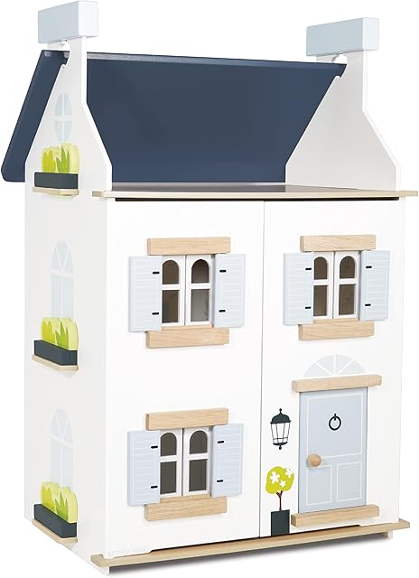 Le Toy Van - Wooden Dolls House - Sky Doll House - Kids Dolls House - 2 Storey Dolls House with Attic - Wooden Summer House - Fill with Dollhouse Accessories - Suitable For Ages 3+