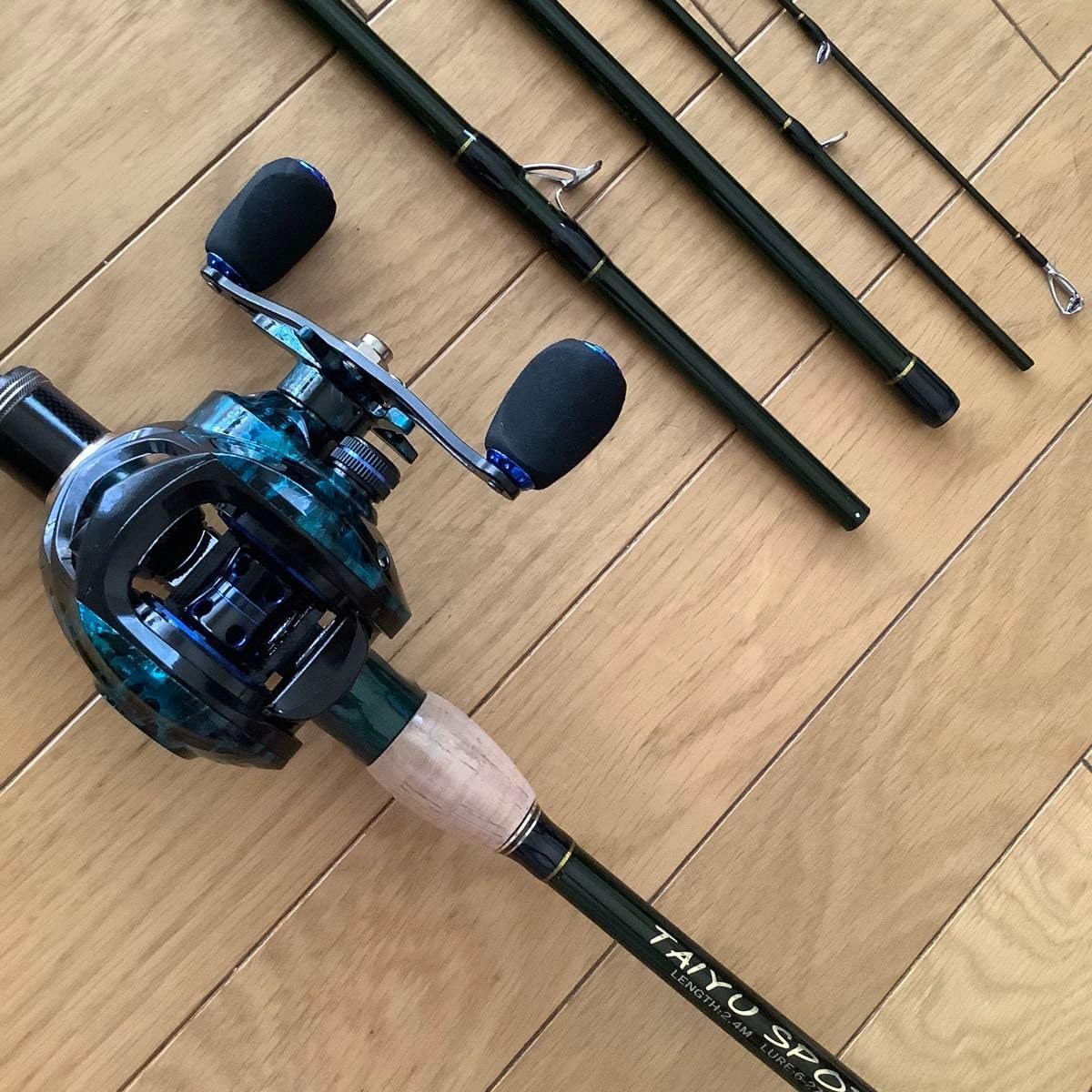 遠投ショアジギ5ピ ース2.4mベイトロッド&ベイトリール シーバス