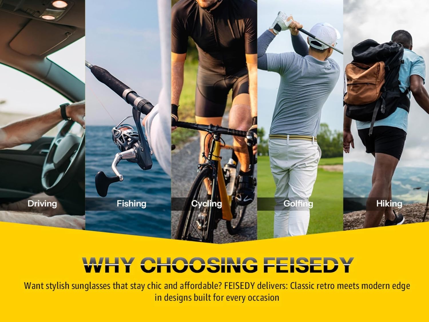 FEISEDY Fit Over Glasses Sunglasses, Work Safety Goggles for Men Women, Wrap Around Sunglasses Outdoors B0343 - Image 7