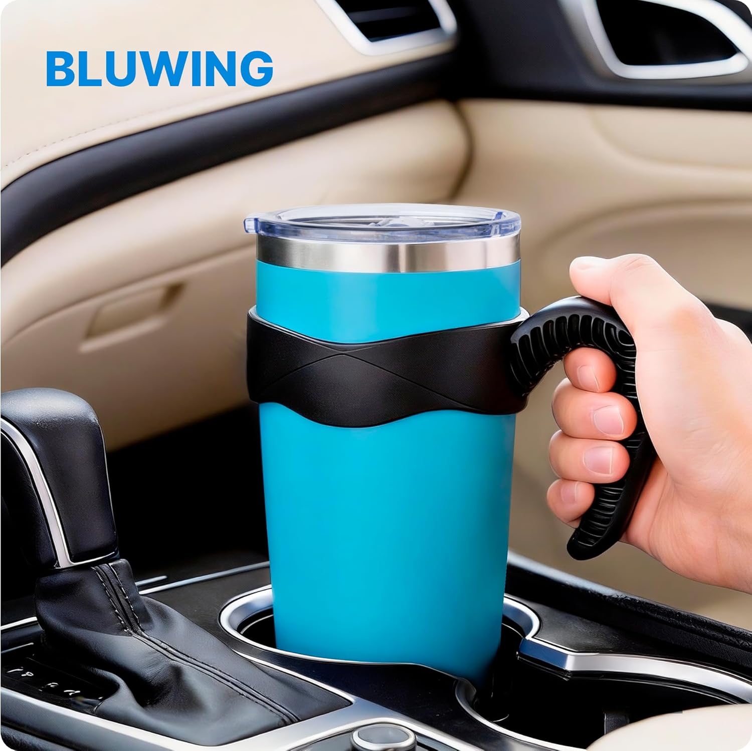 Handle for 20OZ Yeti Tumbler, Anti Slip Travel Mug Grip Cup Holder for 20oz Yeti, Ozark Trail, Sumwill, Sic and More Tumbler Mugs(Black)