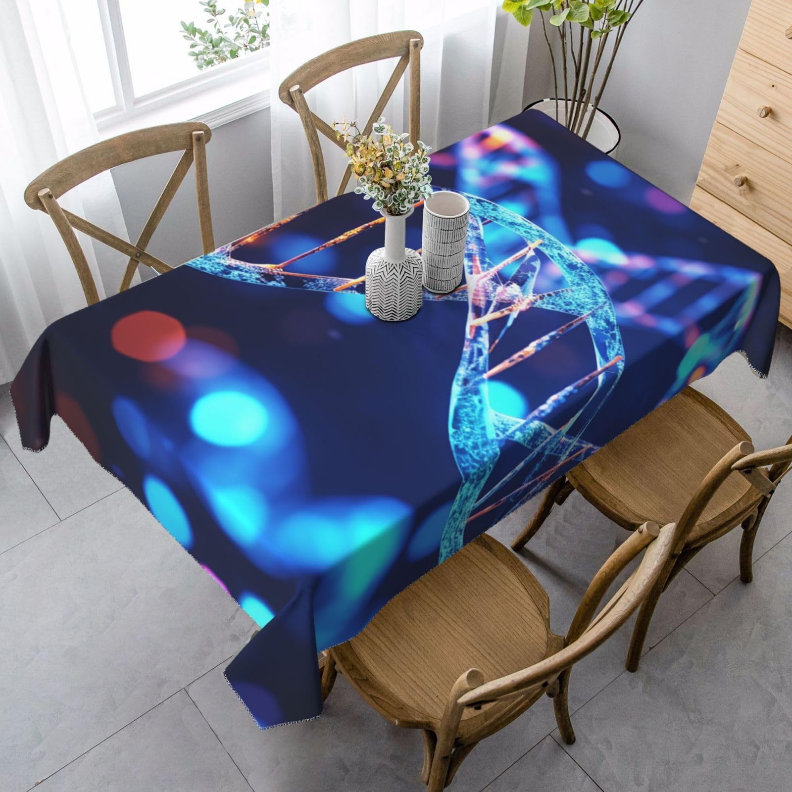 FodPand 35x55 Inch Tablecloth Stain and Wrinkle Resistant Table Cover Rectangular Washable Kitchen Table Cloth for Dinning Room Picnic Patio Party Decor, DNA Genetic Helix