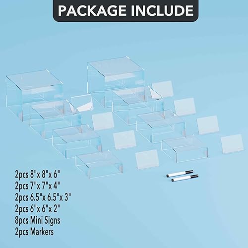 Miniatura 28 de Elevadores de buffet con mini letreros, elevadores de alimentos para mesa de bufé, soporte de exhibición para catering postre, cajas de cubo