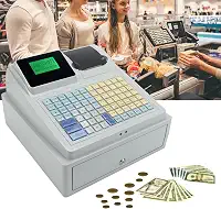 Caixa Registradora Eletrônica De Restaurante(110V), Caixa Registradora Comercial Com Impressão Térmica De Recibos, Display Digital E Gaveta Com Fechadura, 81 Teclados(Versão em inglês)
