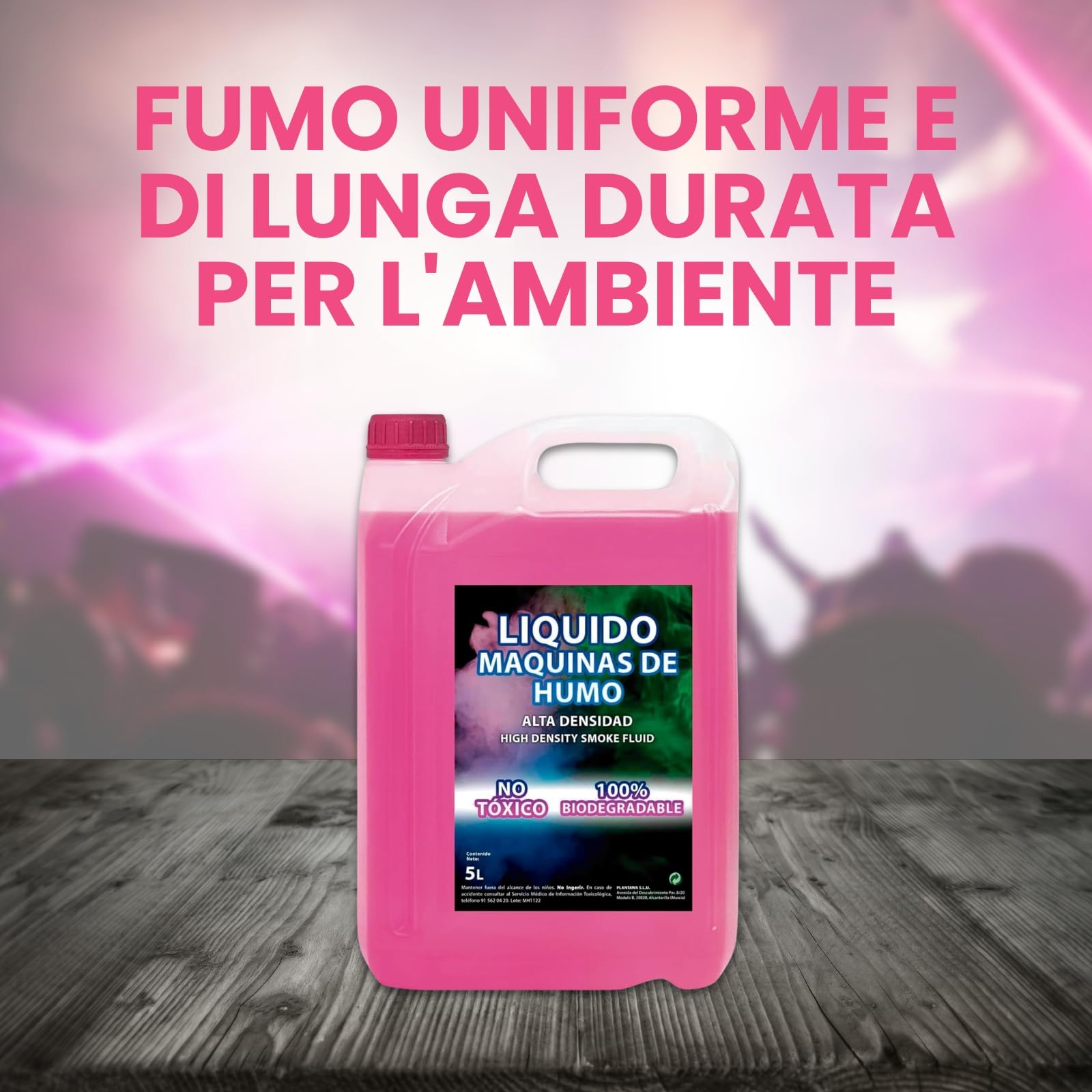 Plantawa Liquido per Macchina del Fumo ad Alta Densità 5 Litri | Liquido per Macchina del Fumo per Halloween e Feste | 100% Naturale, Biodegradabile, Non Irritante, Senza Sostanze Chimiche Pericolose