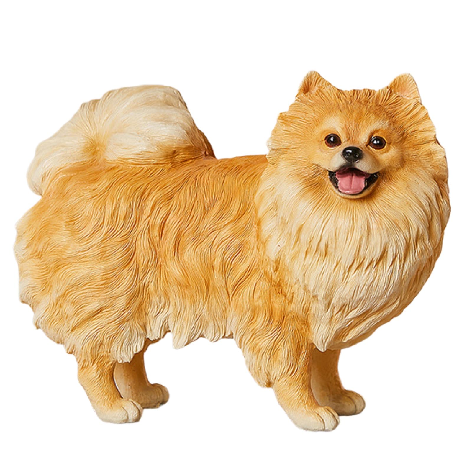 Bafnsiji Adorable Lifelike Pomeranian Dog Statue – Cute Resin Craft Figurine, Realistic Small Dog Sculpture for Home Decor, Gift for Pomeranian Lovers (Hand-Painted),D
