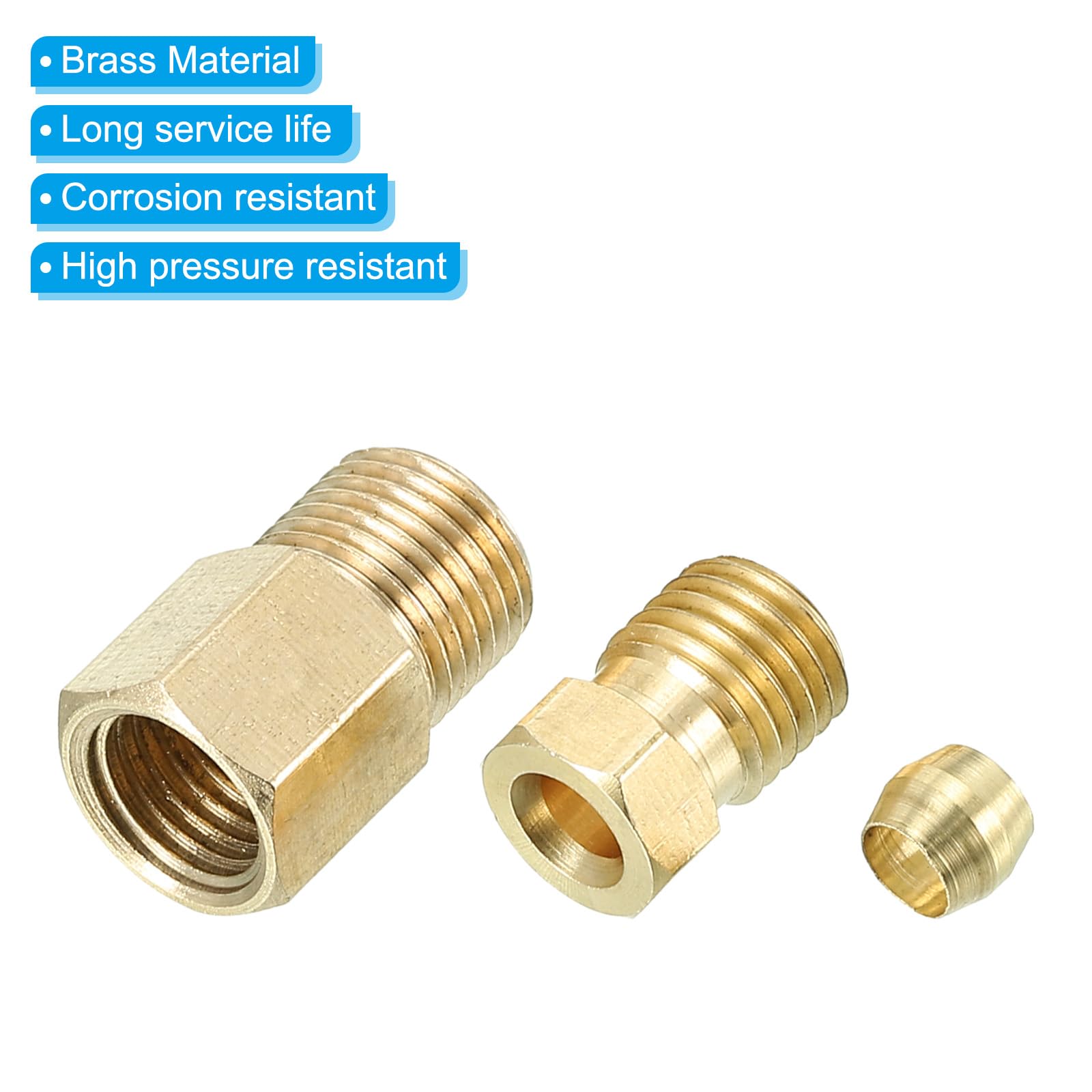 Brass Compression Fitting, 1/4 3/16 1/8 5/16 3/8 1/2" OD - View #2