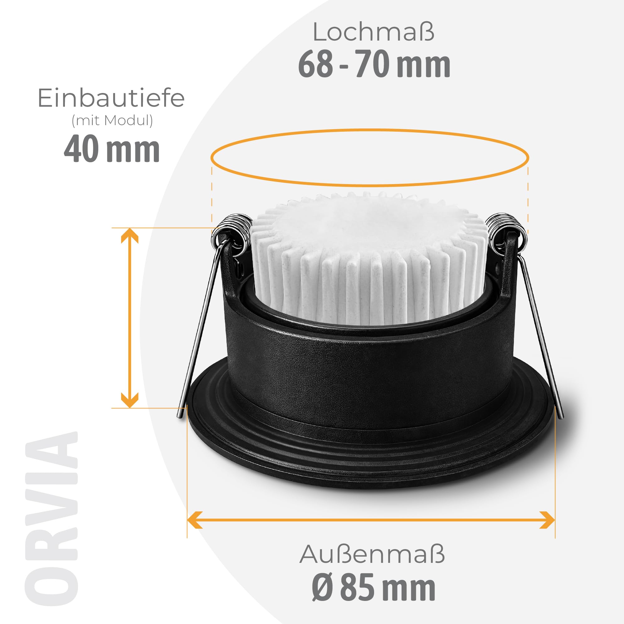 SSC-LUXon ORVIA Einbauspot 10er Set schwarz schwenkbar IP65 2W warmweiß | Zehn Einbauspots IP65 schwarz - 360° schwenkbar, warmweiß, für Bad, Dusche & außen, ohne Trafo, inkl. GU10 LED
