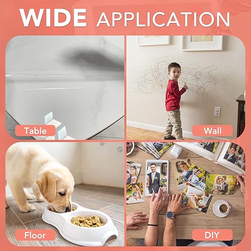 Miniatura 6 de 6 rollos de papel de contacto transparente, protector de cubierta de libro de 13.5 pulgadas x 5 pies, forro protector adhesivo transparente para