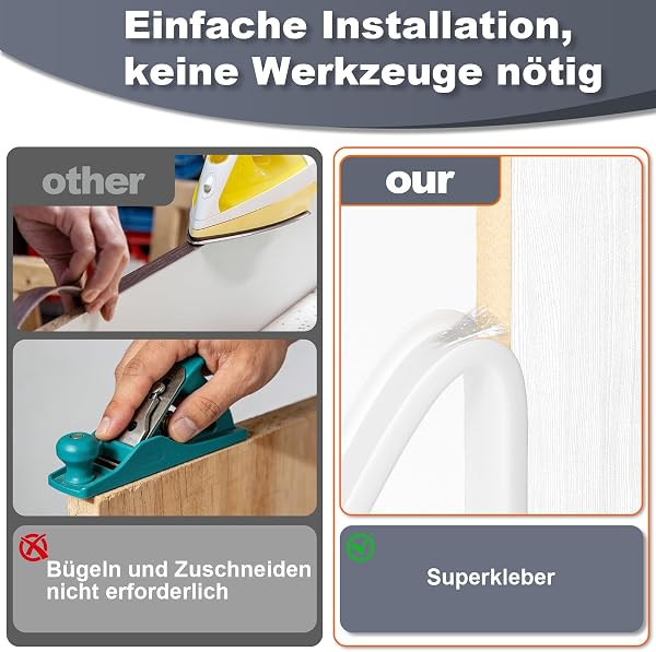 Kantenumleimer selbstklebend, Kantenschutz Baby, Eckenschutz Kantenschutz, U-Förmig TPE Kantenband für Schrankreparatur, Möbelrestaurierung und Renovierung (Weiß,U16mm*3m) - 2