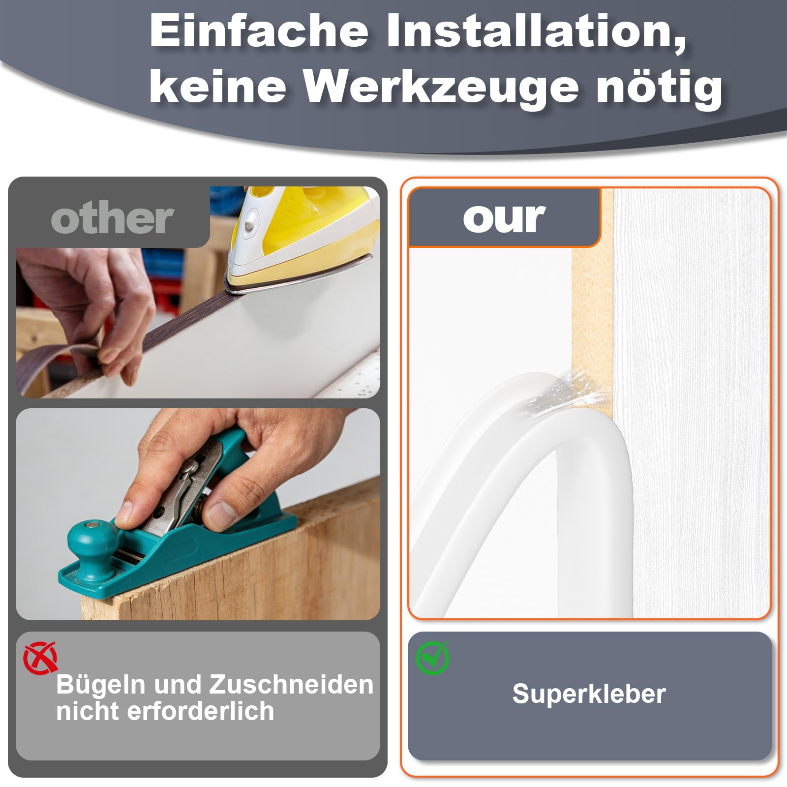 Kantenumleimer selbstklebend, Kantenschutz Baby, Eckenschutz Kantenschutz, U-Förmig TPE Kantenband für Schrankreparatur, Möbelrestaurierung und Renovierung (Weiß,U16mm*3m) - 3