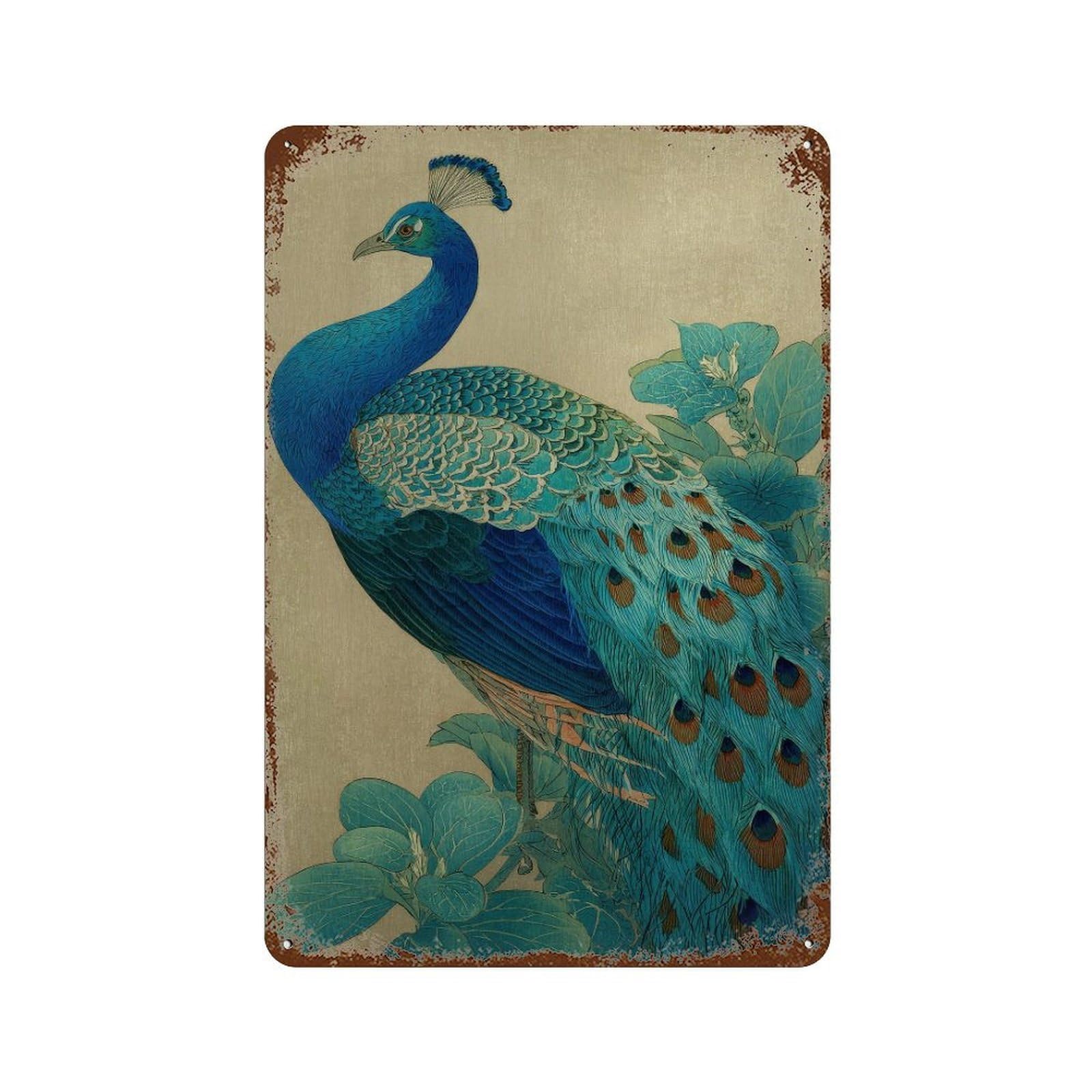 xiaoxiaoshen Peacock. Botanical Elegant Nature Wall Decor Art Metal Tin Poster Modern Home Decor Art Home Bar Shop Decorations Vintage Sign 30x20cm