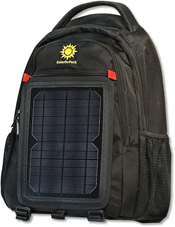 SolarGoPack Solar Powered Backpack,Charge Mobile Devices,10k mAh Battery, Black - Stay Charged My Friends