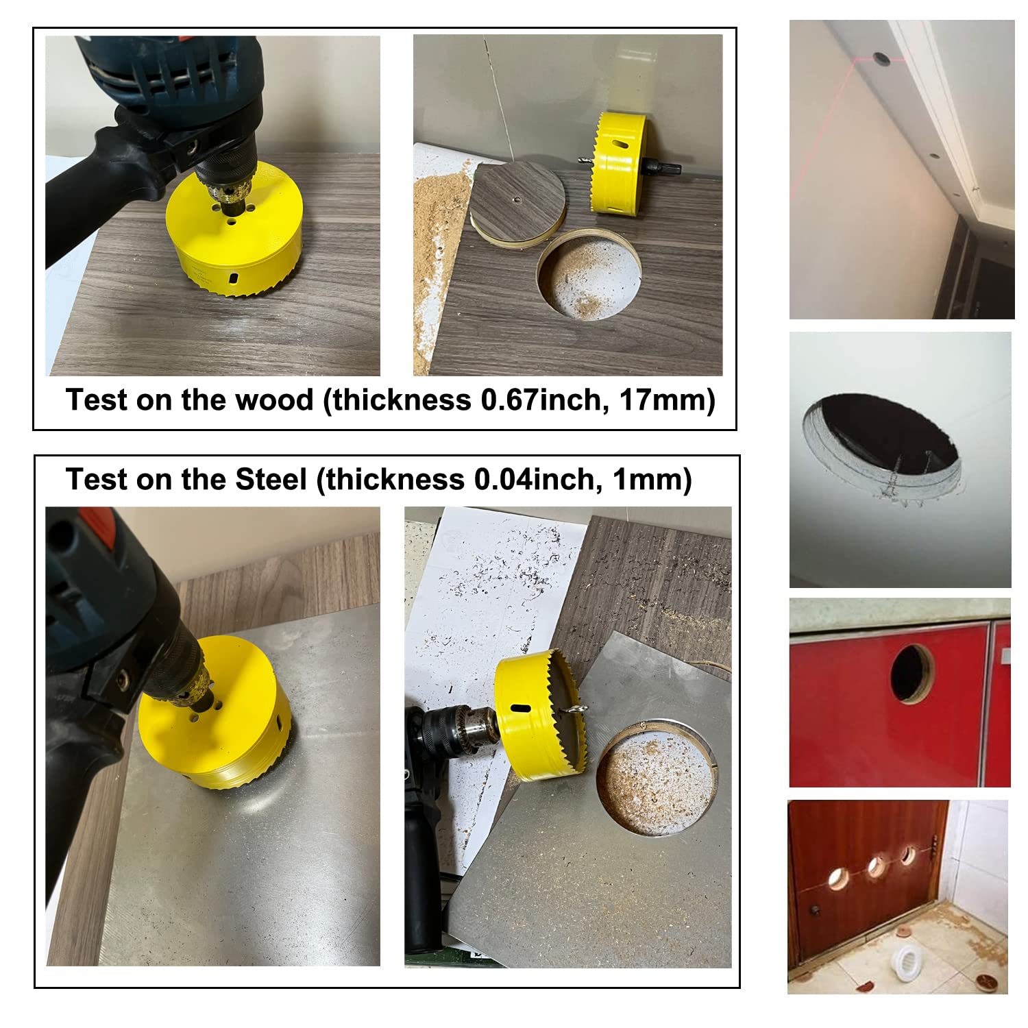 JIECHENG HSS Bi-Metal Hole Saw with Arbor Mandrel 4-inch 102 mm for Metal,Stainless Steel,Cornhole Boards,Drywall,Plastic,Brass,Aluminum,Iron and Wood : Tools & Home Improvement