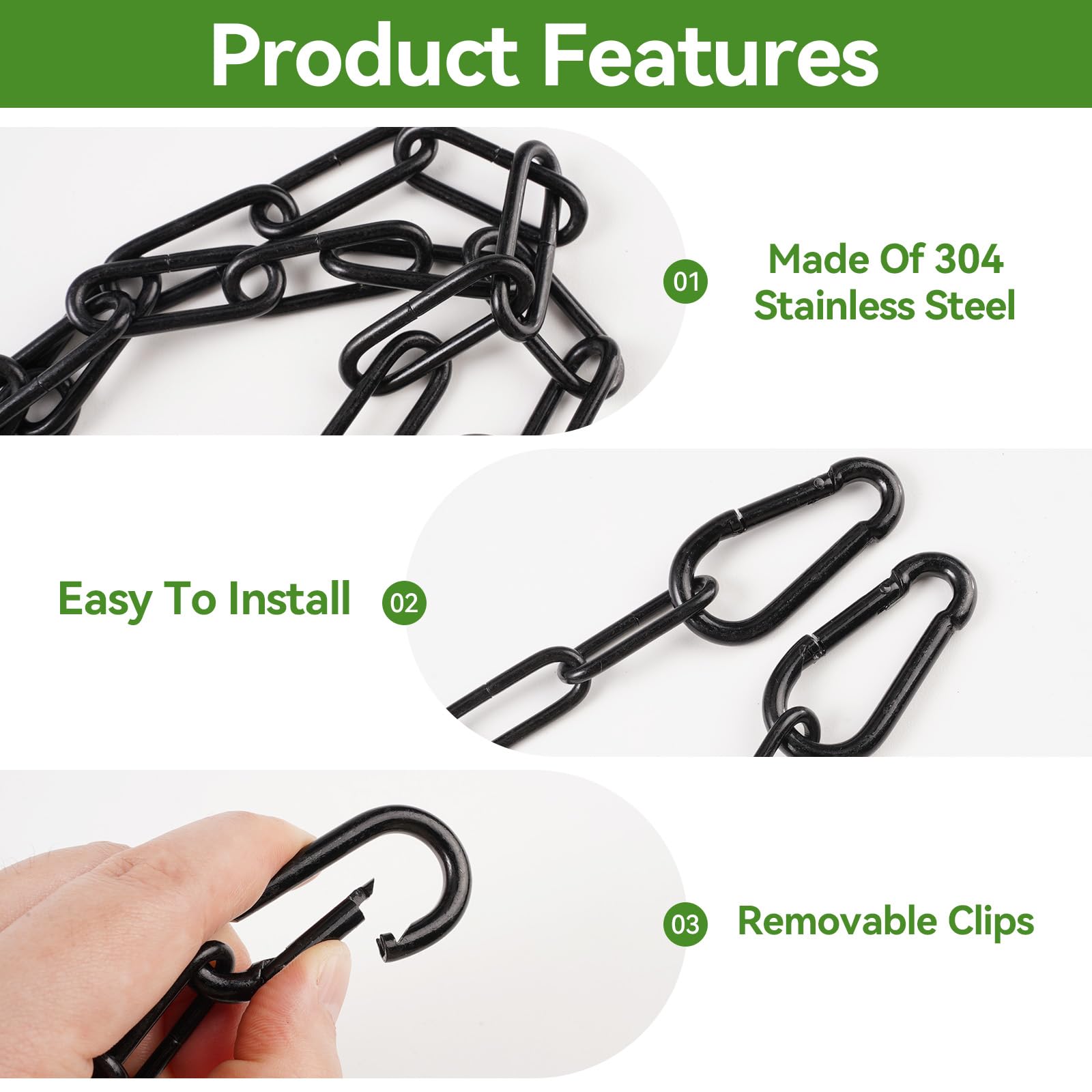 Chaîne Avec Deux Mousquetons, Capacité De 400 Kg, Chaîne De Suspension