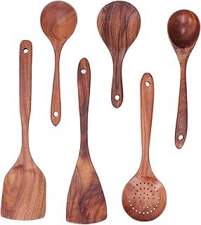 Minimalist Kitchen Utensils Set Wooden Spatulas and Spoons with Comforta...
