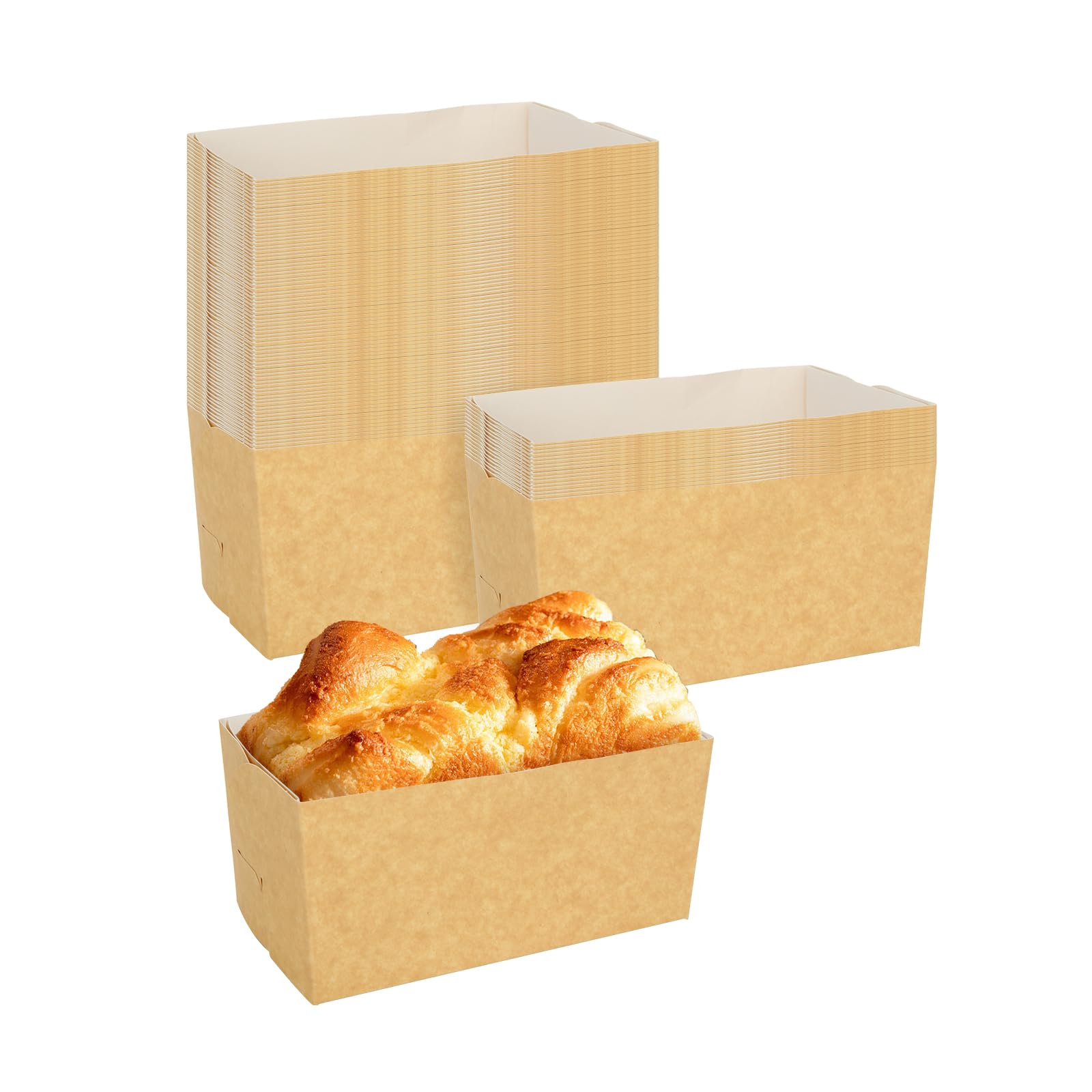 60 Mini Moules En Papier Rectangulaires Pour Gâteaux, Muffins - 15.5x5.4x5.3 Cm - Avec Pinceau Silicone - Résistants à La Chaleur - 9