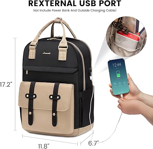 Miniatura 5 de LOVEVOOK Mochila para computadora portátil para mujeres y niñas, mochila impermeable de 15.6 pulgadas, mochila para computadora para estudiantes,