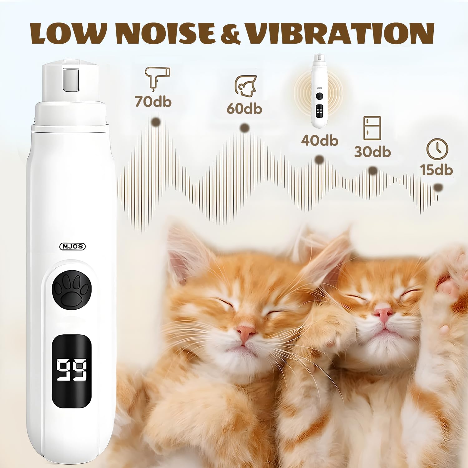 2025 Upgrade Cordless Pet Nail Trimmer for Dogs & Cats with LED Light, 3-Speed Low Noise Nail Grinder for Thick & Long Nails, Fast USB Charging (1 PC) - image 4