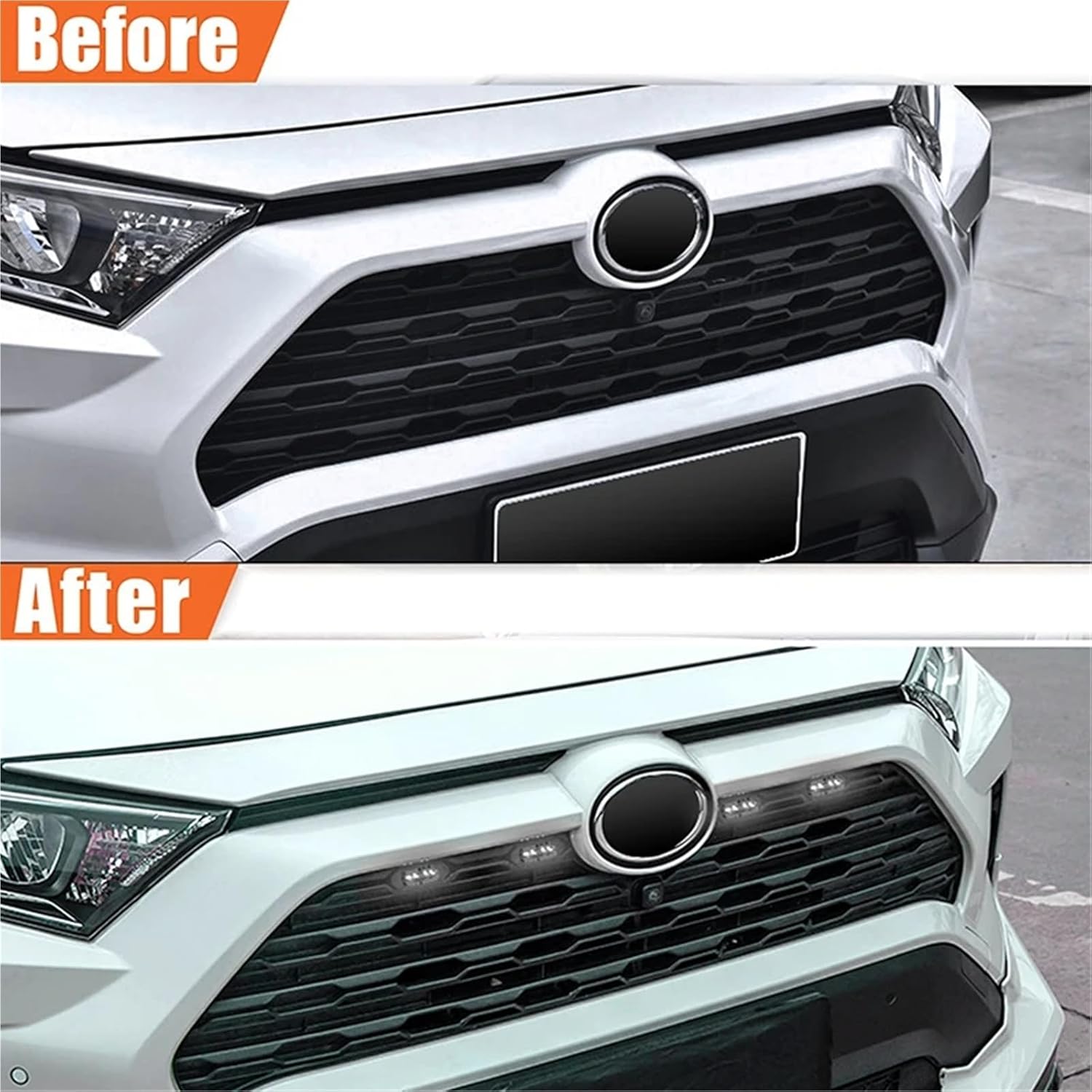 Compatible With Toyota RAV4 Grill Light Car Front Grid Warning Daylights DRL Daytime Running Lamp 2019-2022(Smoked Lens Red)