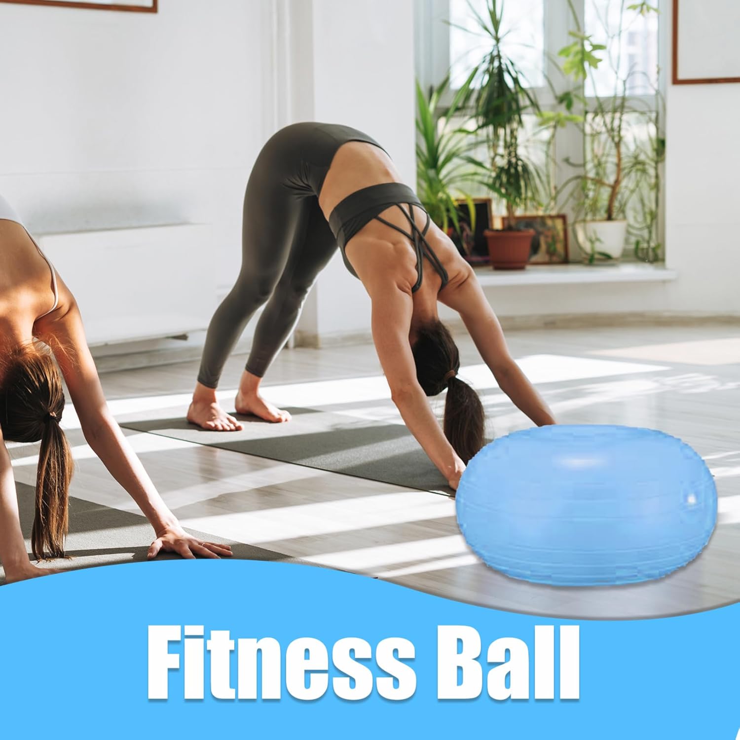 Fitness Ball Inflatable Doughnut Exercise Ball Anti-Burst Stability Ball Donut Ball with Inflator Heavy Duty Chair Cushion Seat for Balancing & Stability Training Workout Blue, Stability Balls