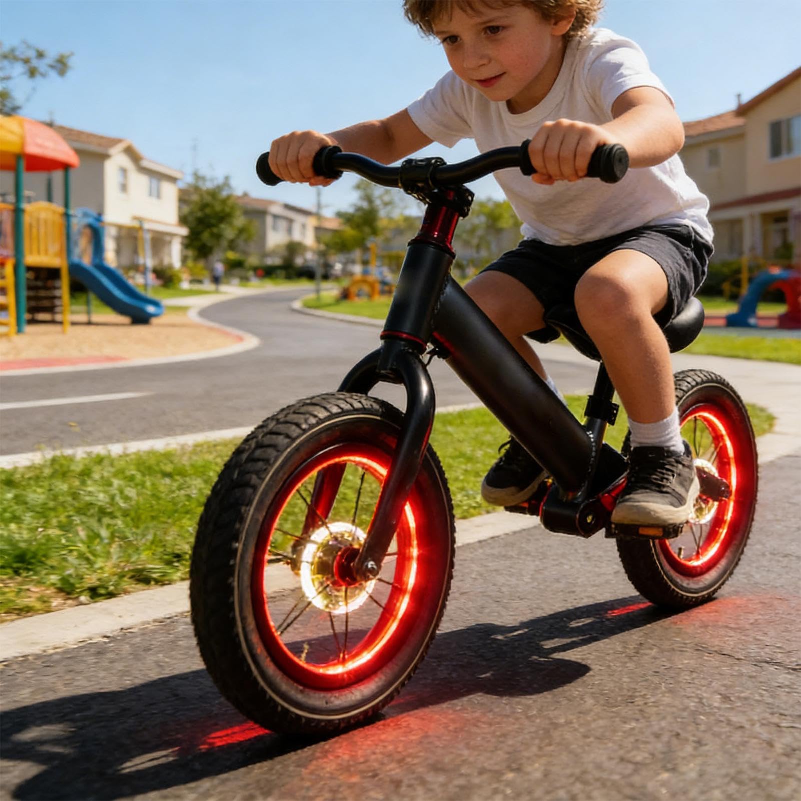 LED per ruota della bicicletta, colorate per raggi per ciclismo notturno, ricaricabili tramite USB, design impermeabile con motivi divertenti modalità fisse o lampeggianti, migliorano la