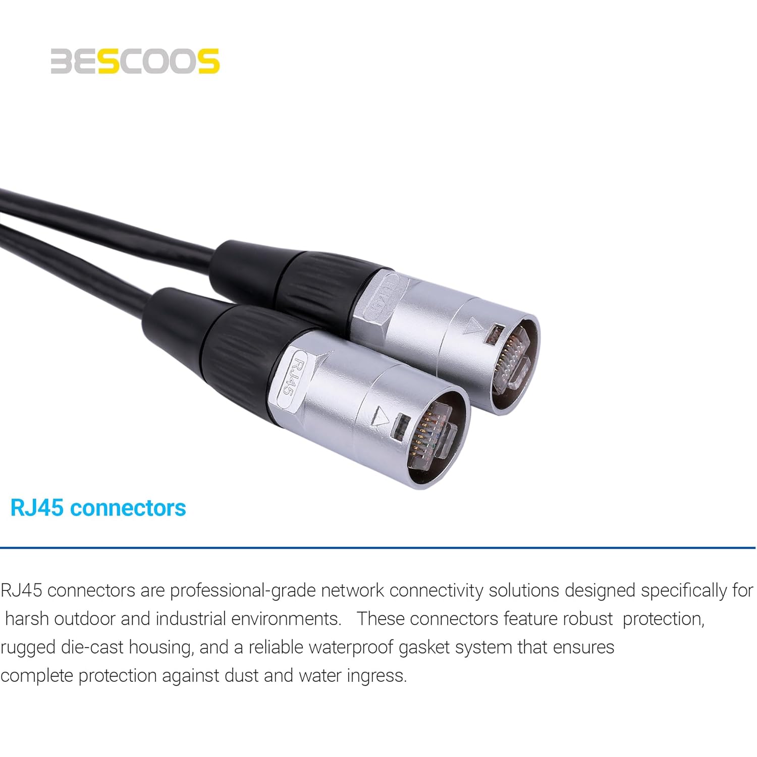 RJ45 CAT5E Ethercon Cable Both Ends with Ethernet Shielded Connectors (3Feet_2PCS)