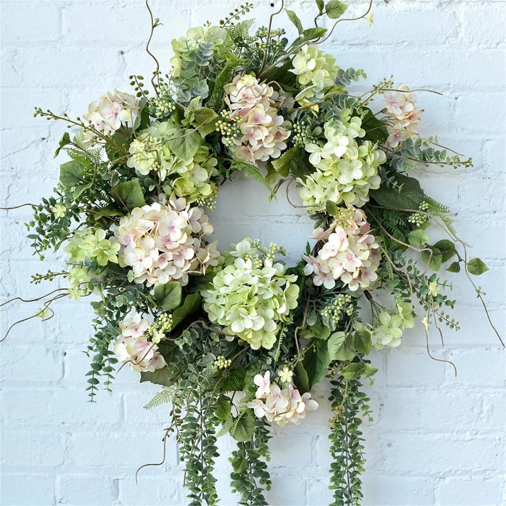 Corona de flores artificiales para puerta delantera, para temporada, boda, decoración del hogar
