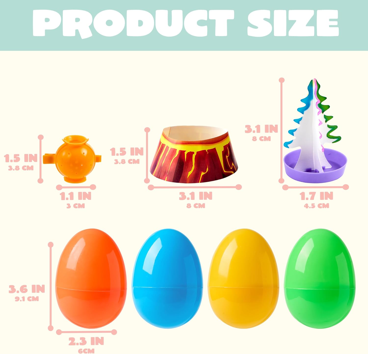 JOYIN 4pcs Jumbo Easter Science Experiment Eggs, Colorful Eggs Prefilled with 4 Fun Educational Science Experiment, Egg Hunt, Basket Stuffers for Kids, Easter Theme Party Favors