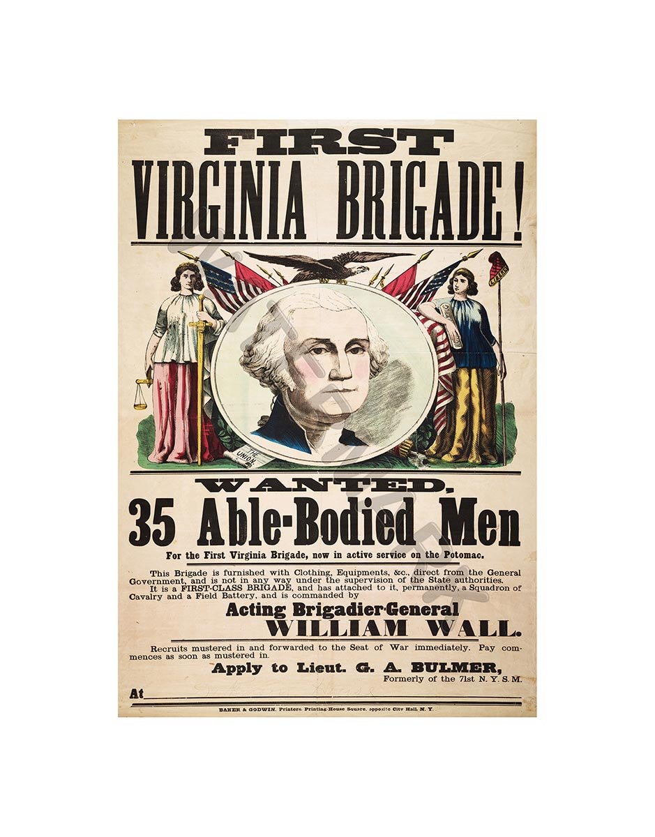 Wee Blue Coo War USA Civil Ad First Virginia Brigade Recruitment Wall Art Print