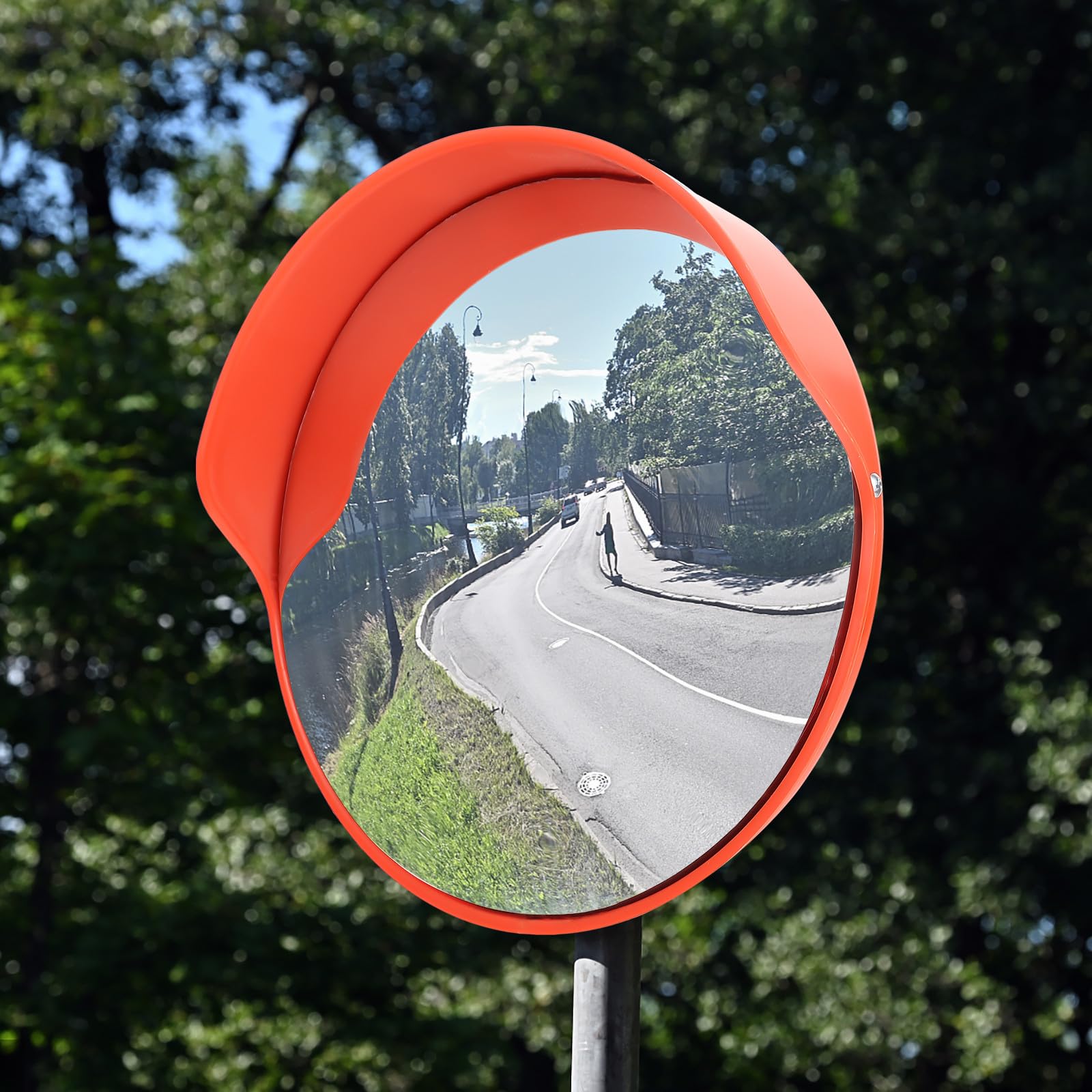Miroir Convexe de Sécurité Grand Angle 30 Cm pour Intérieur et Extérieur en Plastique et Métal, Surveillance Complète et Résistant aux Températures Extrêmes