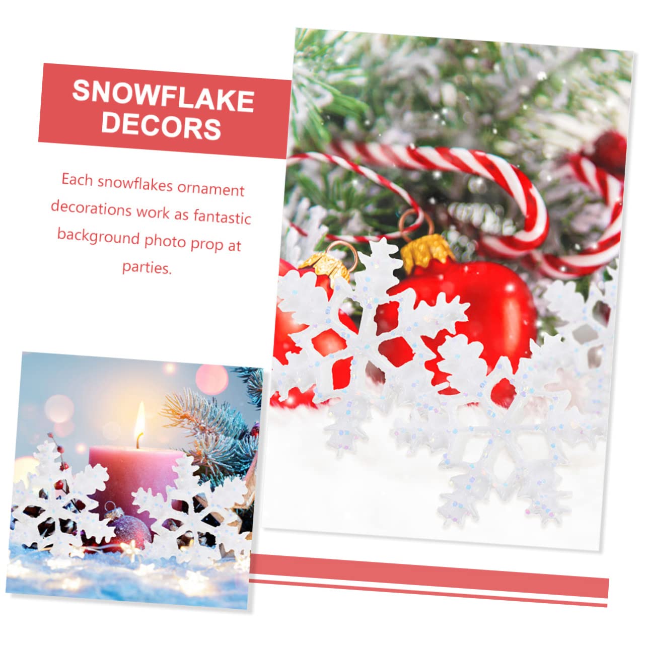 VOSAREA 500pièces Ornements Flocon De Décorations De Noël pour Accessoires De Bricolage pour Ambiance Festive Et Hivernale