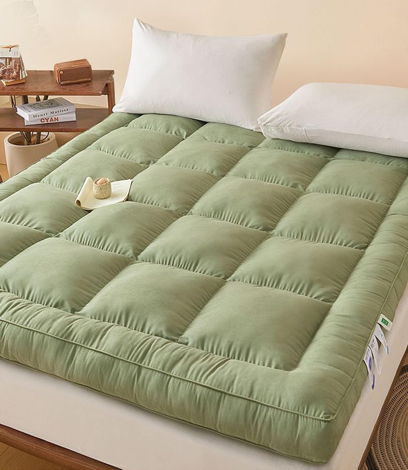 Matelas futon Japonais pour Sol, Matelas King Size Enroulable, lit de Sol Pliable, Matelas Doux réduisant la Pression, Respirant, Matelas futon Double,Jaune,90 * 200cm