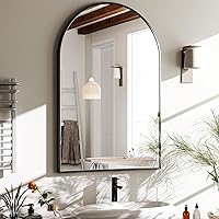 HARRITPURE 20x30 Black Arched Bathroom Mirror - Rust-Proof Aluminum Wall Mirror for Bathroom, Bedroom, Entryway