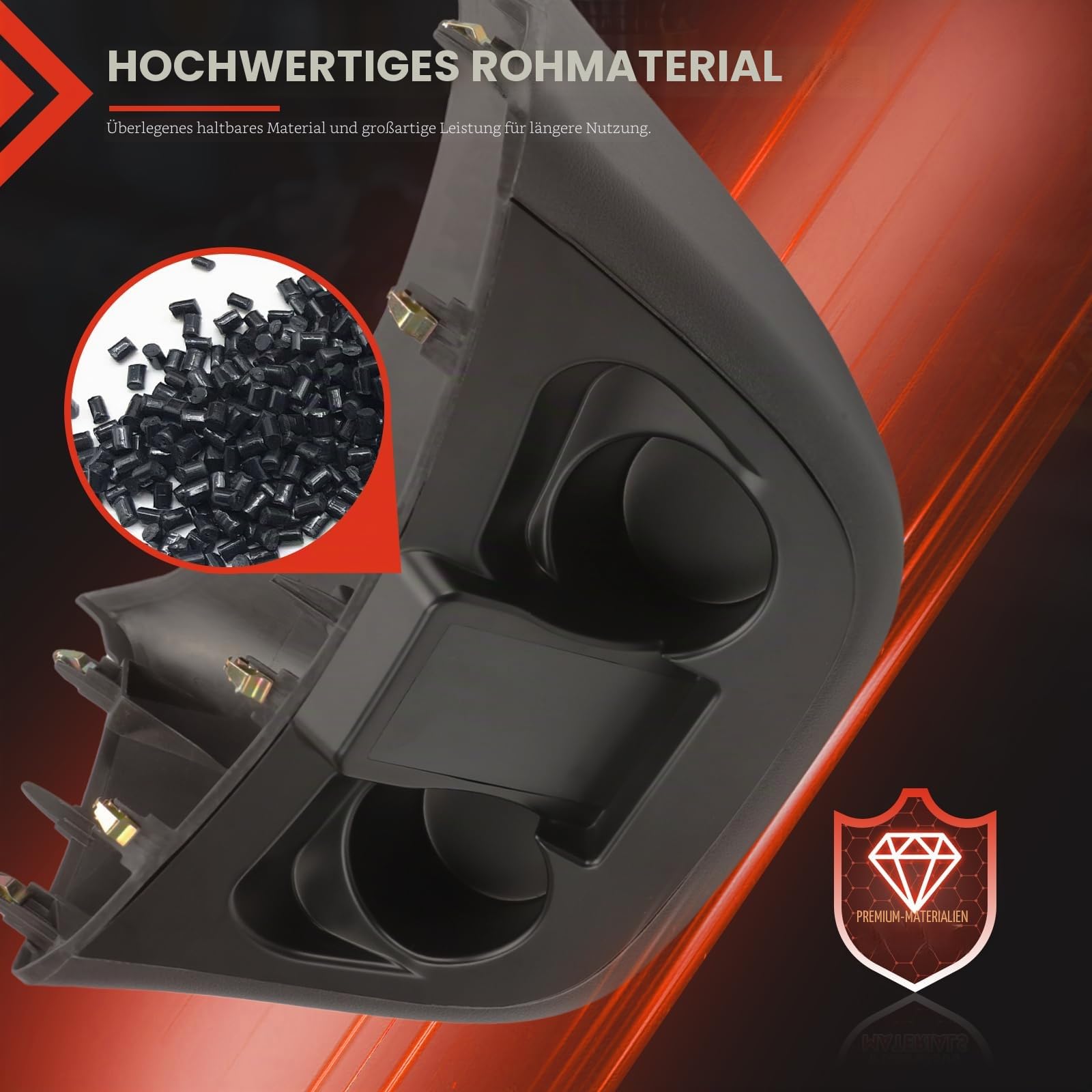 Getränkehalter schwarz kompatibel mit Mercedes-Benz Vito W447 2016-2020 Getränkehalter für zentrales Kontrollinstrument des Autos