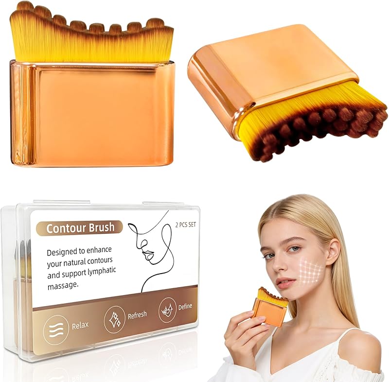 Sivaryne Conjunto com 2 Pincéis Faciais para Massagem e Contorno, Bordas Arredondadas e Cerdas Macias
