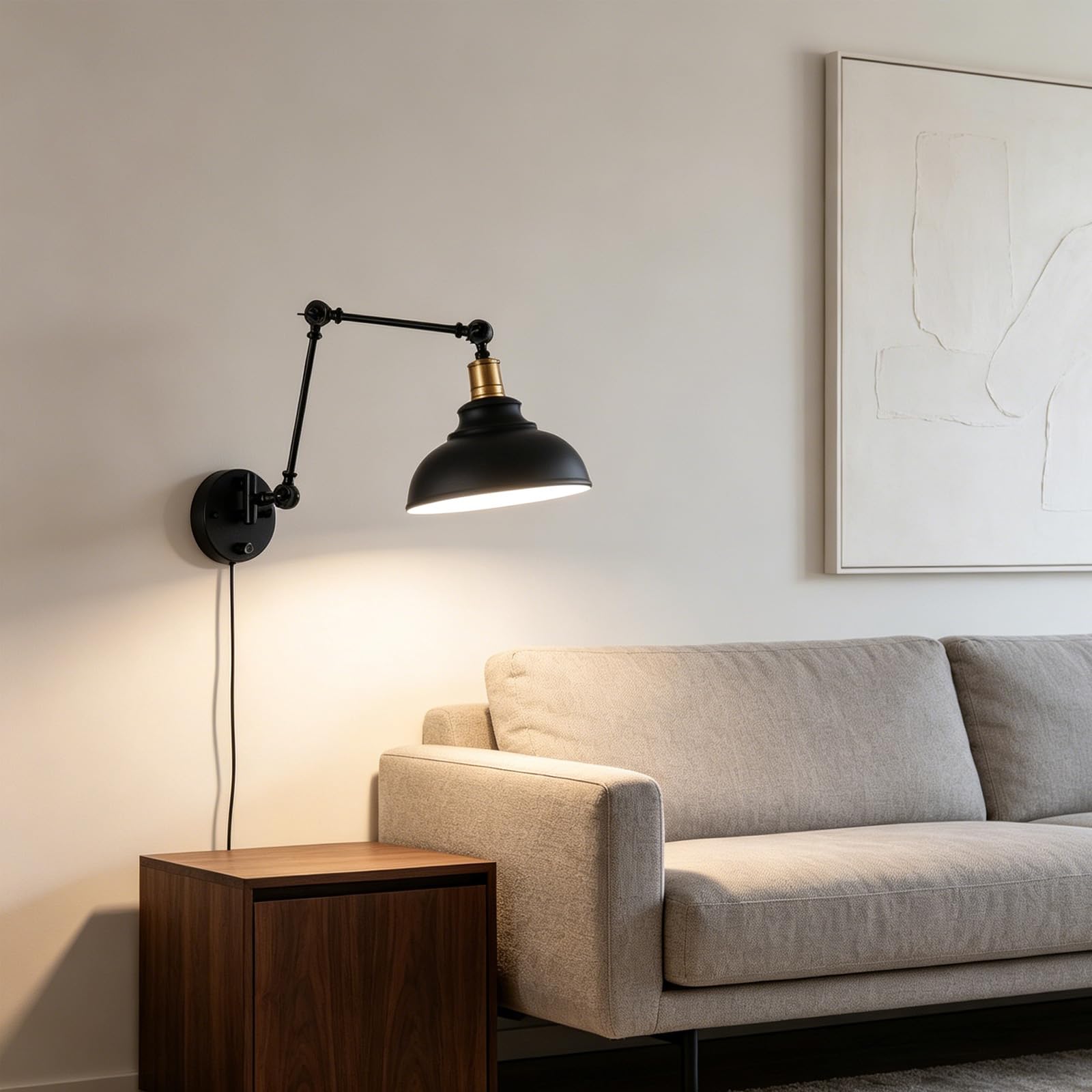 Aplique de pared interior E27 vintage con interruptor y enchufe para dormitorio 8