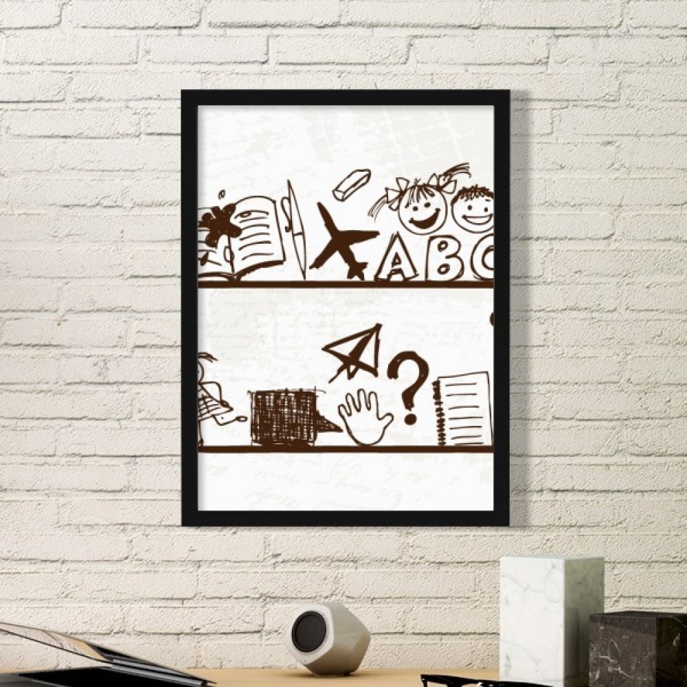 Cadre art print mignon avion en papier pour décorer un bureau d'écolier