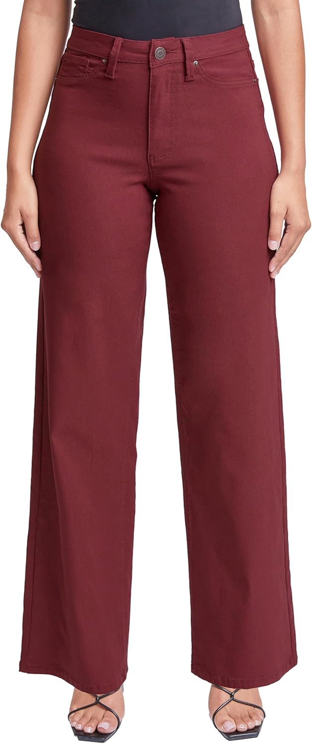 YMI Womens Women's Hyperstretch Forever Color High Rise Wide Leg Pants